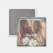 写真をカスタマイズする白いCosmosの四角い枠 マグネット (正面/裏面)