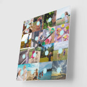 写真をカスタマイズ可能な16個のコラージュ時計を追加 スクエア壁時計 (傾斜)