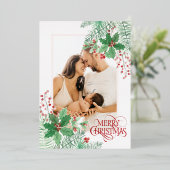 写真をカスタマイズ 赤 メリークリスマス 箔シーズンカード (立ち正面)