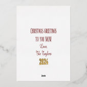 写真をカスタマイズ 赤 メリークリスマス 箔シーズンカード (裏面)