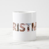 写真をクリスマス文字にアップロード ジャンボコーヒーマグカップ (正面)