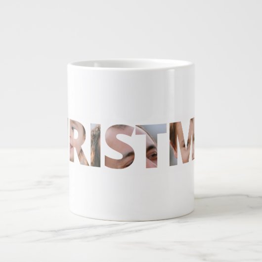 写真をクリスマス文字にアップロード ジャンボコーヒーマグカップ (正面)