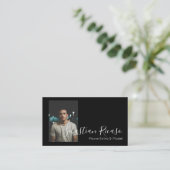 写真をテーマにした白黒パーソナライズされた 名刺 (スタンド正面)