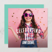 写真をパーソナライズした誕生日 招待状 (正面/裏面)