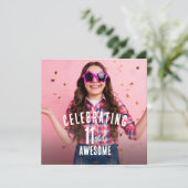 写真をパーソナライズした誕生日 招待状 (スタンド正面)