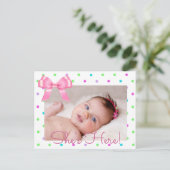 写真をパーソナライズ「彼女はここにいる」誕生のお知らせ 案内ポストカード (スタンド正面)