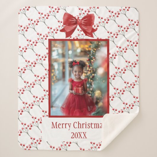 写真をパーソナライズMerry Christmas シェルパブランケット (正面)