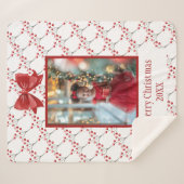 写真をパーソナライズMerry Christmas シェルパブランケット (正面(横))