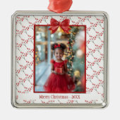 写真をパーソナライズMerry Christmas メタルオーナメント (正面)