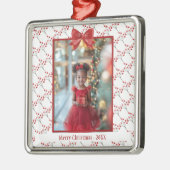 写真をパーソナライズMerry Christmas メタルオーナメント (左)