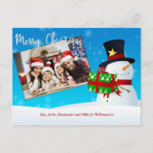 写真をプレゼントするかわいいメリークリスマス雪だるま ポストカード (正面)