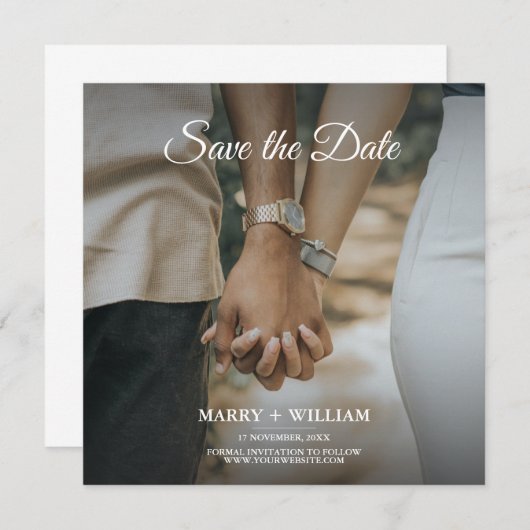 写真をミニマル置き換える日付カードを保存 案内状 (正面/裏面)