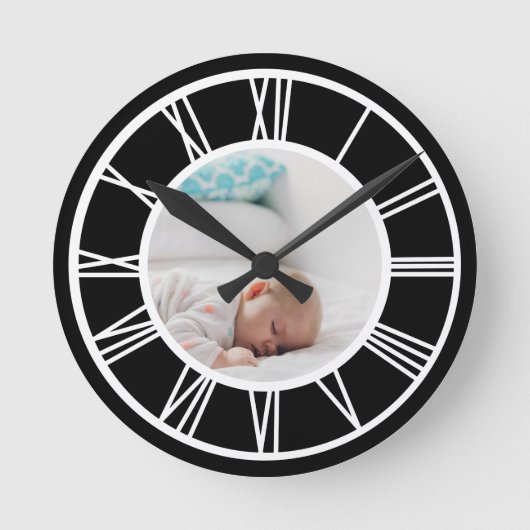 写真をローマパーソナライズされた数字にする ラウンド壁時計 (正面)