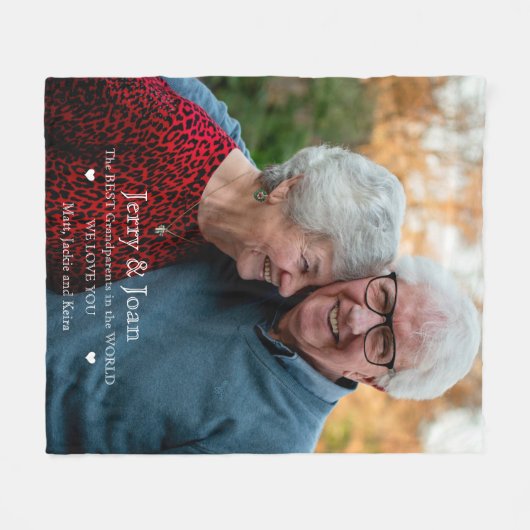 写真を作成ユニーク祖父母の毛布 フリースブランケット (正面(横))