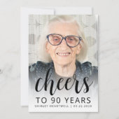 写真を使ったおしゃれな90歳の誕生日パーティー招待状 招待状 (正面)
