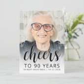 写真を使ったおしゃれな90歳の誕生日パーティー招待状 招待状 (スタンド正面)