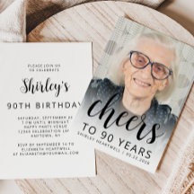 写真を使ったおしゃれな90歳の誕生日パーティー招待状