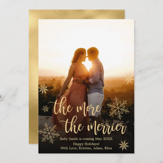 写真を使ったクリスマス妊娠発表カード 招待状 (正面/裏面)