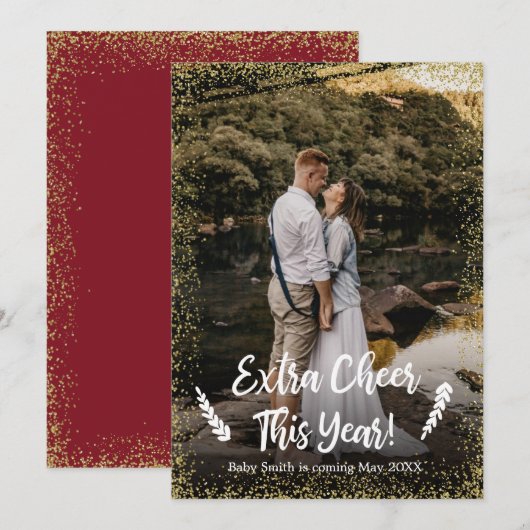 写真を使ったクリスマス妊娠発表カード 招待状 (正面/裏面)