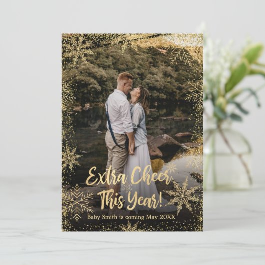 写真を使ったクリスマス妊娠発表カード 招待状 (スタンド正面)