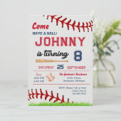 写真を使った野球の誕生日パーティーへの招待 招待状 (スタンド正面)