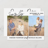 写真を使った「Save the Date」カード(2枚の写真付き) セーブザデート (正面/裏面)