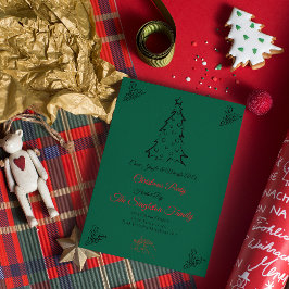 写真を使わないクリスマスの遊び心あるデザイン 招待状