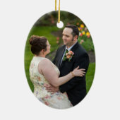 写真を使用したカスタマイズ初めてのクリスマス セラミックオーナメント (裏面)