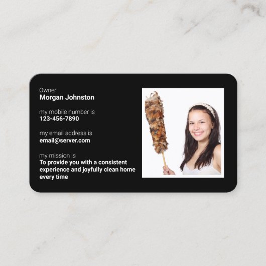 写真を使用したクリーニングサービスのシルエット 名刺 (正面)