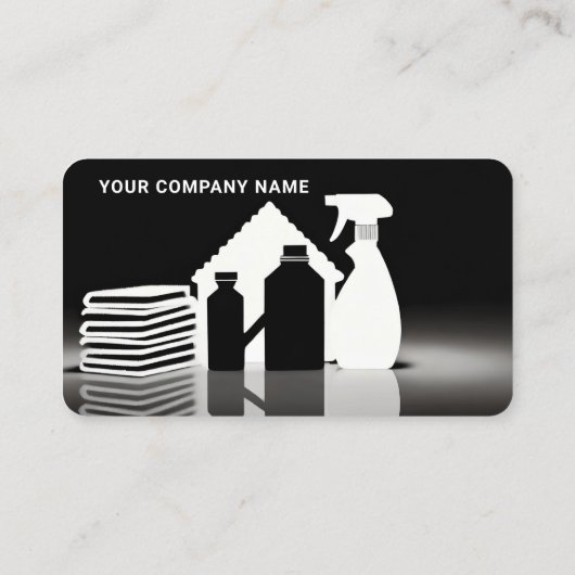 写真を使用したクリーニングサービスのシルエット 名刺 (裏面)