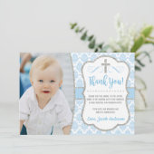 写真を使用したバプテスマサンキューカード |男の子のバプテスマ サンキューカード (スタンド正面)