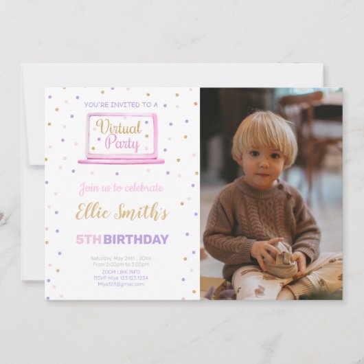 写真を使用した仮想誕生日招待状 招待状 (正面)