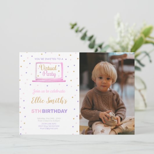 写真を使用した仮想誕生日招待状 招待状 (スタンド正面)