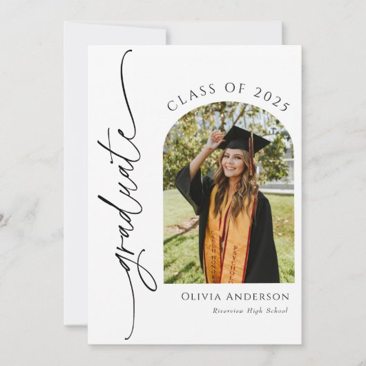 写真を使用した卒業発表 招待状 (正面)