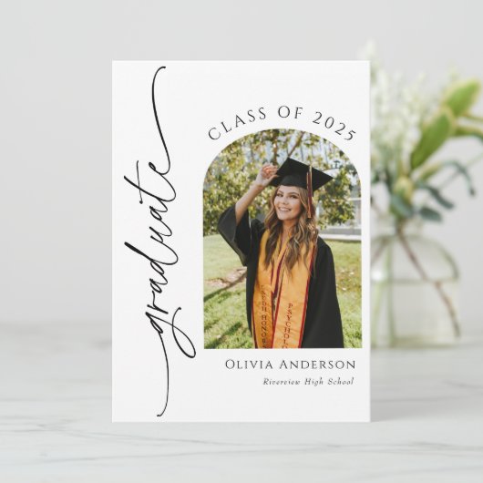 写真を使用した卒業発表 招待状 (スタンド正面)