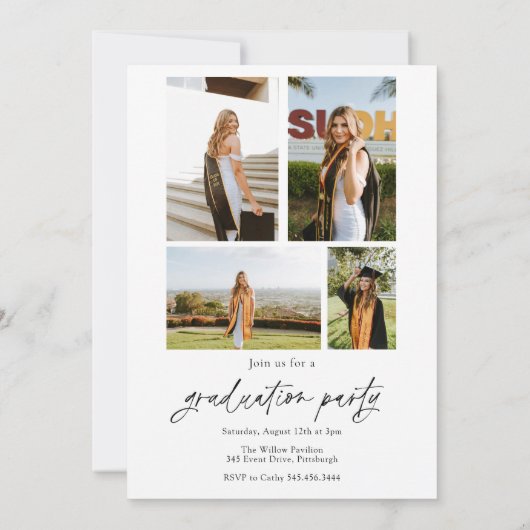 写真を使用した卒業発表 招待状 (裏面)