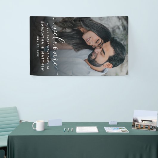 写真を使用した婚約バナーの署名へようこそ 横断幕 (トレードショー)