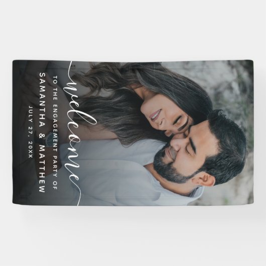 写真を使用した婚約バナーの署名へようこそ 横断幕 (横)