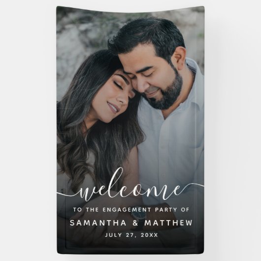 写真を使用した婚約バナーの署名へようこそ 横断幕 (縦)