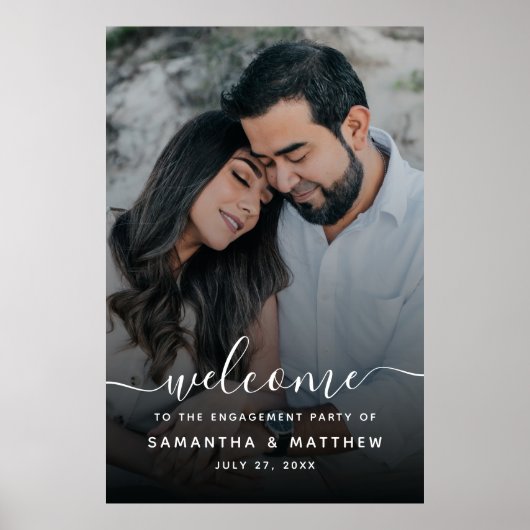 写真を使用した婚約パーティの署名へようこそ ポスター (正面)
