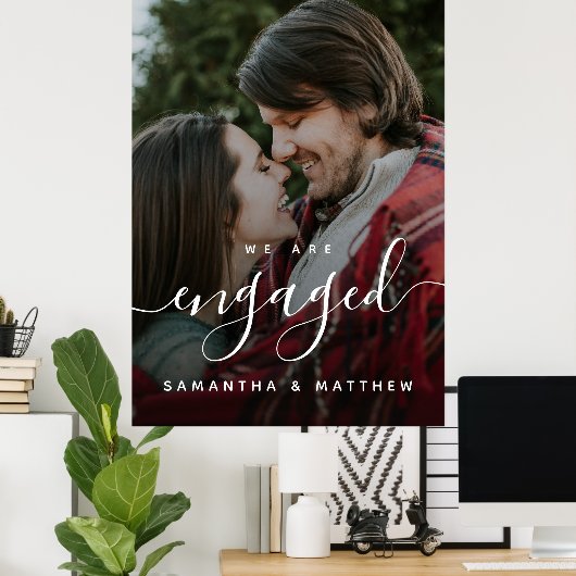 写真を使用した婚約パーティの署名へようこそ ポスター (ホームオフィス)