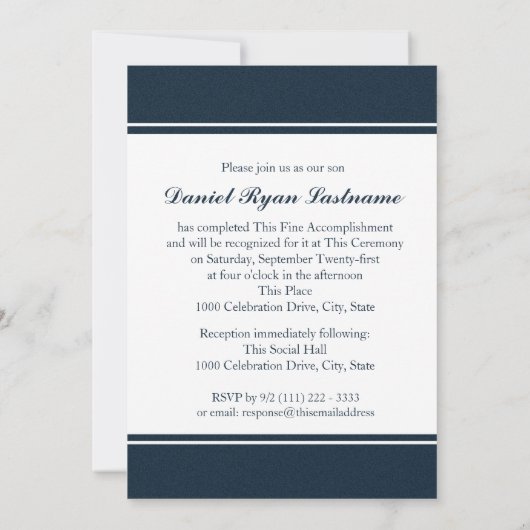 写真を使用した実績お祝い 招待状 (裏面)