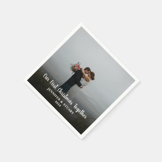 写真を使用して独自の初めてのクリスマスを作成する スタンダードカクテルナプキン (角)