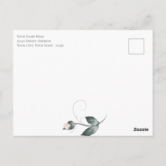 写真を保存する日付淡い色の赤面バラ水色 ポストカード (裏面)