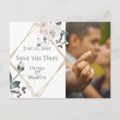 写真を保存する日付淡い色の赤面バラ水色 ポストカード (正面)