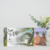 写真を保存する 日付と出発案内板とパームツリーの招待状 招待状 (スタンド正面)