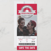 写真を保存 日付 結婚式 スポーツ チケット 招待状 (正面)