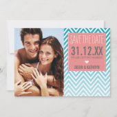 写真を保存DATEシェブロングラデーションターコイズサンゴ 招待状 (正面)