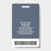 写真を含む従業員ID、バーコード、ロゴ、名前 バッジ (裏面)