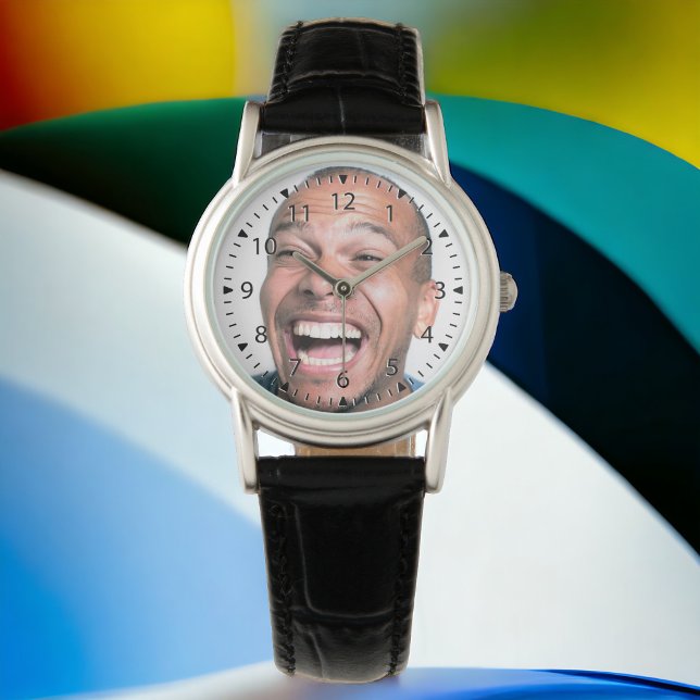 写真を大声で笑おもしろいう 腕時計 (Load your hilarious photo in the photo template for a fun one-of-a-kind watch! Makes a unique gift!)